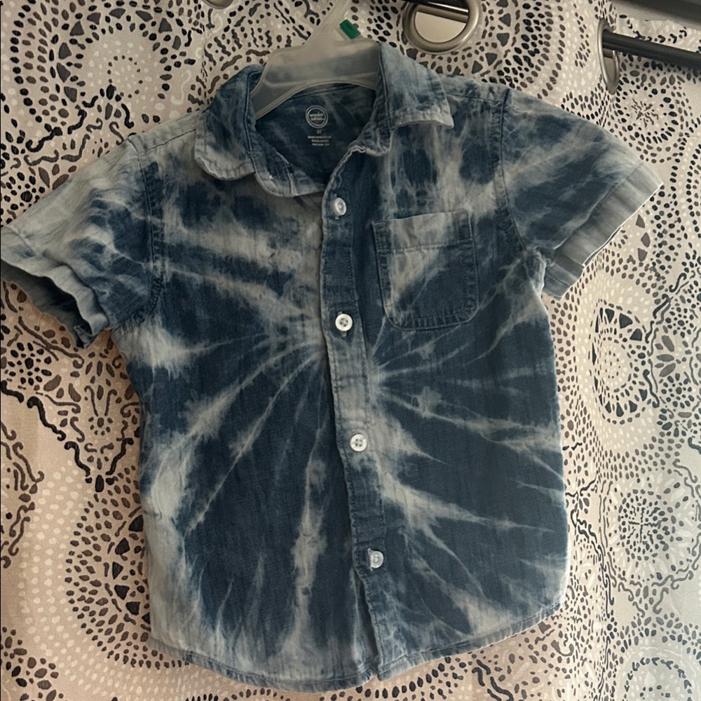 Wonderkids Blue Tie-Dye Button Down Shirt